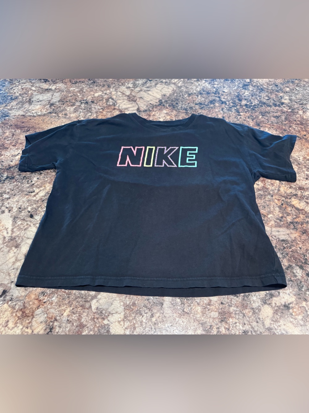 Nike Black Tee with Multicolor Logo